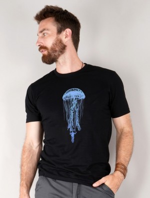 Toonzshop Medusa Parachute Printed Short Sleeve T-shirt T-Shirt Heren Zwart | 739682-AUQ