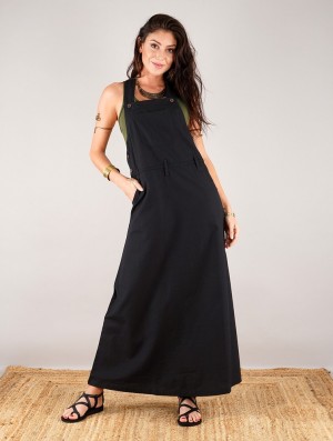 Toonzshop Milhana Dungaree Long Dress Jurk Dames Zwart | 452193-MSC