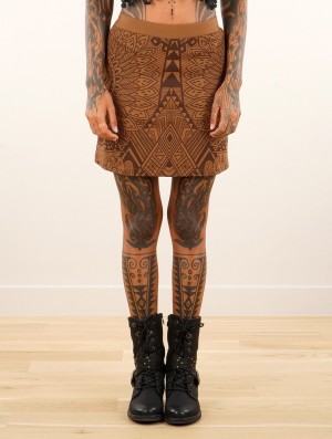 Toonzshop Minthara Africa Printed Mini Skirt Rok Dames Caramel | 063247-CPN