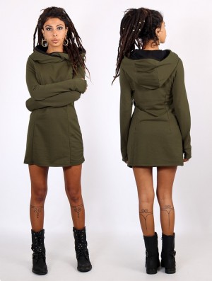 Toonzshop Myäa Sweatshirt Dress Jurk Dames Groen | 620184-QMD