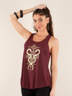 Toonzshop Naakini Printed Tank Top Tanktop Dames Goud | 236785-ZJY
