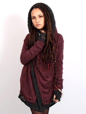 Toonzshop Namkha Nitya Crochet Cardigan Cardigan Dames Wine | 568714-VYO