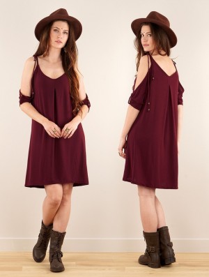 Toonzshop Narasimhäa Bare Shoulders Dress Jurk Dames Wine | 954162-TMN