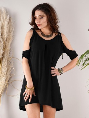 Toonzshop Narasimhäa Bare Shoulders Dress Jurk Dames Zwart | 107243-TIZ