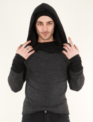 Toonzshop Nemöo Big Collar Hooded Sweater Trui Heren Donkergrijs | 918432-KHC
