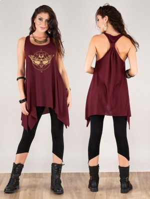 Toonzshop Nightmoth Printed Knotted Sleeveless Tunic Topjes Dames Goud | 720439-IJG