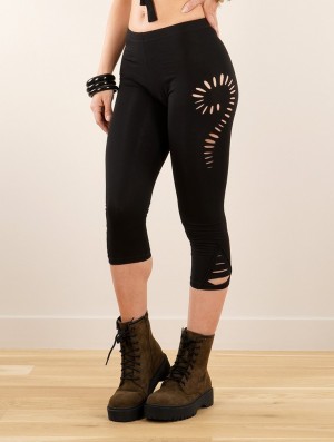 Toonzshop Niram Cut-out 3/4 Leggings Leggings Dames Zwart | 097821-ROX