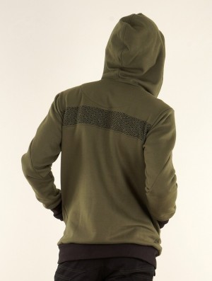 Toonzshop Námo Swastika Printed Zipped Hoodie Hoodie Heren Olijfgroen Groen | 709823-HJX
