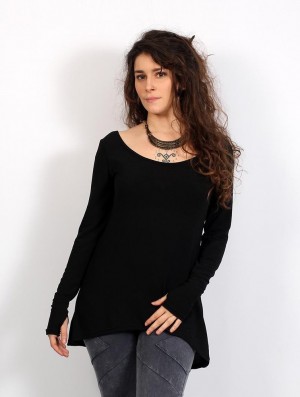 Toonzshop Noäa Long Sleeve Tunic Tunic Dames Zwart | 217365-SYP