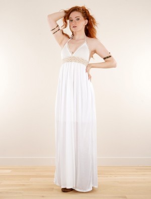 Toonzshop Nolofinwe Strappy Bare Back Long Dress And Harem Pant Overalls Jurk Dames Wit | 602934-NEM