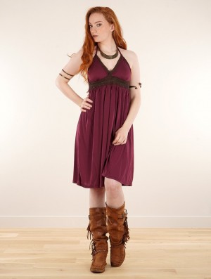 Toonzshop Nolofinwe Strappy Bare Back Short Dress Jurk Dames Wine | 728395-ION