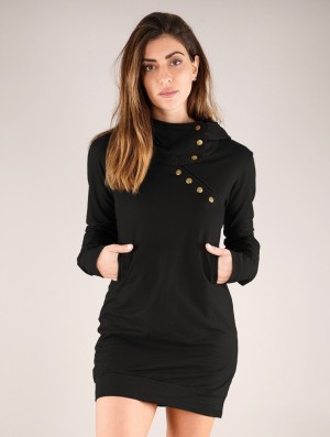 Toonzshop Numendil High Collar Hoodie Dress Jurk Dames Zwart | 946752-RDF