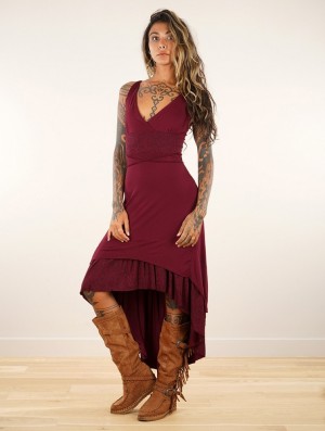 Toonzshop Nuria Midi Dress Jurk Dames Wine | 042537-WXY