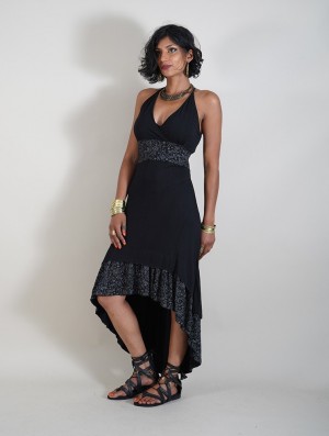 Toonzshop Nuria Midi Dress Jurk Dames Zwart | 359641-VOL