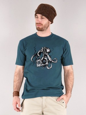 Toonzshop Octopus K7 Printed Short Sleeve T-shirt T-Shirt Heren Donkerblauw | 712935-RNX