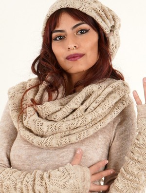 Toonzshop Oöna Crochet Snood Scarf Sjaal Dames Beige | 360857-QVK