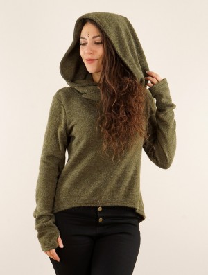Toonzshop Oxymöre Mini Hoodie Hoodie Dames Khaki Groen | 672139-UKH