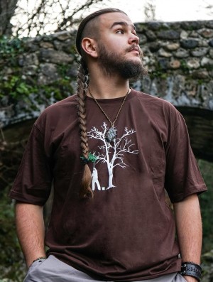 Toonzshop Painting Tree Printed Short Sleeve T-shirt T-Shirt Heren Bruin | 476539-OPZ