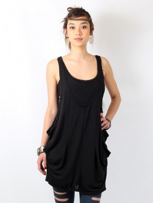 Toonzshop Palani Sleeveless Tunic Topjes Dames Zwart | 069851-VQO