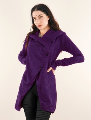 Toonzshop Panimya Large Collar Crossed Front Jacket Jassen Dames Paars | 758246-QWF