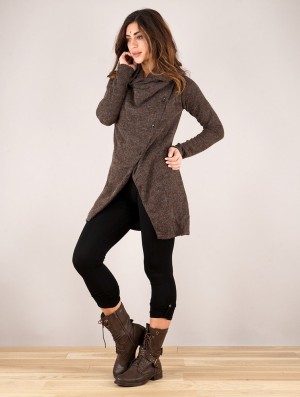 Toonzshop Panimya Large Collar Crossed Front Jacket Jassen Dames Bruin | 932106-OTY