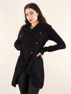 Toonzshop Panimya Large Collar Crossed Front Jacket Jassen Dames Zwart | 314802-DPC