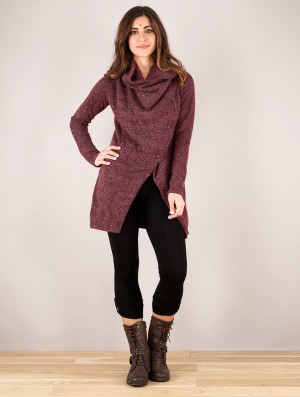 Toonzshop Panimya Large Collar Crossed Front Jacket Jassen Dames Wine | 286413-SAY