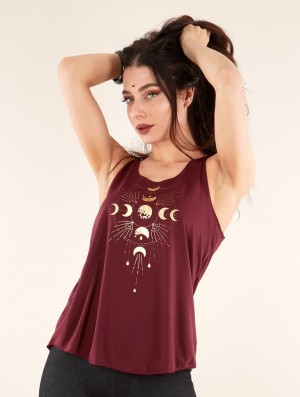 Toonzshop Phase Lune Printed Tank Top Tanktop Dames Goud | 351784-FRC