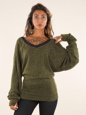 Toonzshop Physälis 2in1 Roll-up Sweater Trui Dames Groen | 473185-LFZ