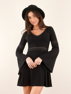 Toonzshop Reversible Bohemian Dress "Morphée" Jurk Dames Zwart | 513786-BOW