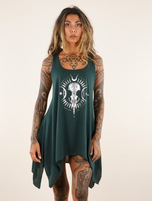 Toonzshop Ridaloo Printed Knotted Sleeveless Tunic Topjes Dames Zilver | 293785-NRC