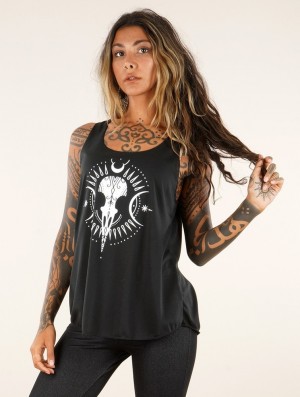 Toonzshop Ridaloo Printed Tank Top Tanktop Dames Zwart Wit | 895142-KME