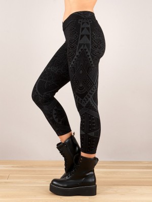 Toonzshop Rinji Africa Printed ¾ Legging Leggings Dames Zwart | 509631-QRB