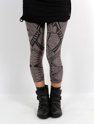 Toonzshop Rinji Africa Printed ¾ Legging Leggings Dames Charcoal | 018495-XNQ