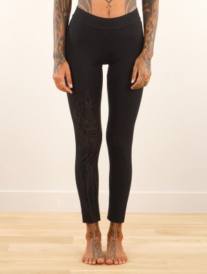 Toonzshop Rinji Sacred Egyptian Beetle Printed Long Leggings Leggings Dames Zwart | 179365-LJY
