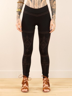 Toonzshop Rinji Thiziri Printed Long Leggings Leggings Dames Zwart | 876140-HRF