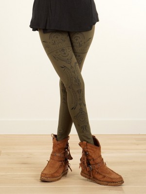 Toonzshop Rinji Zohraa Printed Long Leggings Leggings Dames Olijfgroen Groen | 287603-ODC