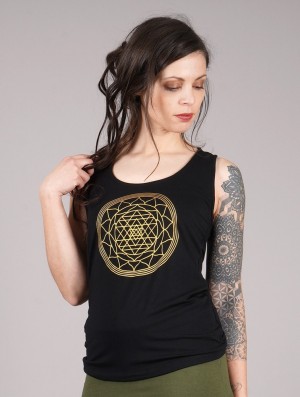 Toonzshop Sacred Geometry Top Topjes Dames Zwart | 391207-YTR