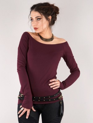 Toonzshop Saädiya Long Sleeve Top Topjes Dames Wine | 263149-MKC