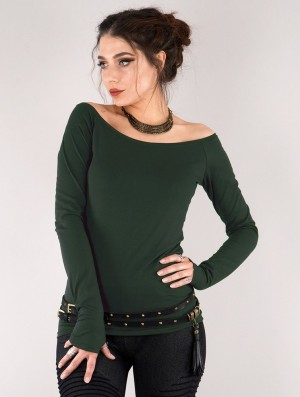 Toonzshop Saädiya Long Sleeve Top Topjes Dames Groen | 042596-TIB
