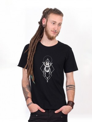 Toonzshop Scarab Spirit T-shirt T-Shirt Heren Zwart Zilver | 716453-VKQ