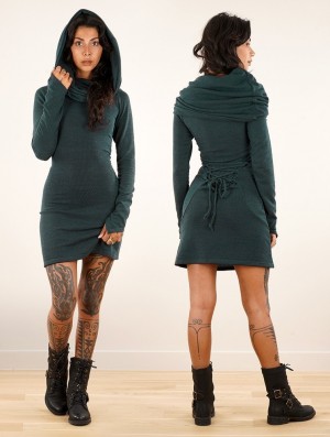 Toonzshop Shaë Sweater Dress Jurk Dames Teal | 148693-FEX