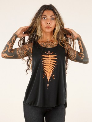 Toonzshop Shartiva Printed Tank Top Tanktop Dames Zwart Oranje | 069541-INT