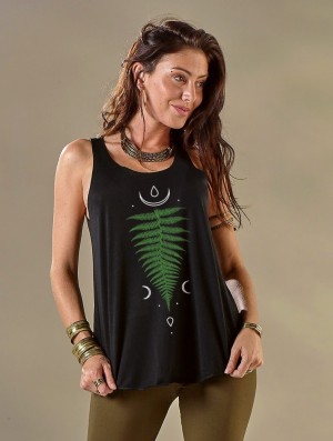 Toonzshop Shartiva Printed Tank Top Tanktop Dames Zwart Groen | 657049-GOY