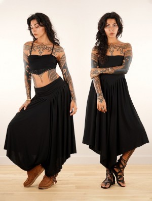 Toonzshop Shojo Skirted Harem Pant 2in1 Dress Jurk Dames Zwart | 762480-LMA