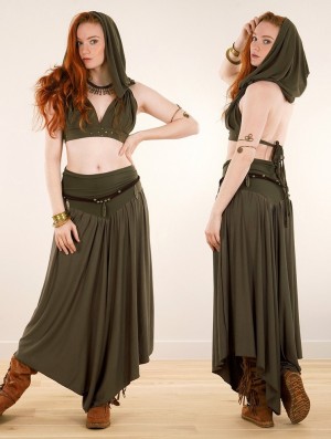Toonzshop Shojo Skirted Harem Pant 2in1 Dress Jurk Dames Khaki | 785436-RSZ