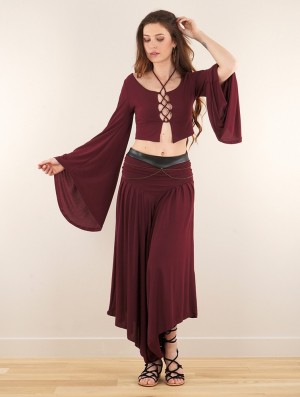 Toonzshop Shojo Skirted Harem Pant 2in1 Dress Jurk Dames Wine | 345210-JPR