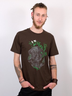 Toonzshop Spiral Trunk Printed Short Sleeve T-shirt T-Shirt Heren Bruin | 169834-AOJ