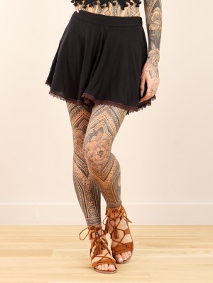 Toonzshop Sulawesi Flared Skort Style Skirt Rok Dames Zwart | 568132-GLQ