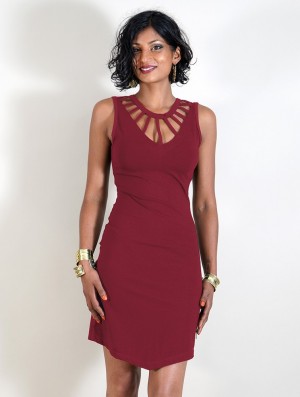 Toonzshop Sumatra Bare Back Dress Jurk Dames Wine | 192073-LNU
